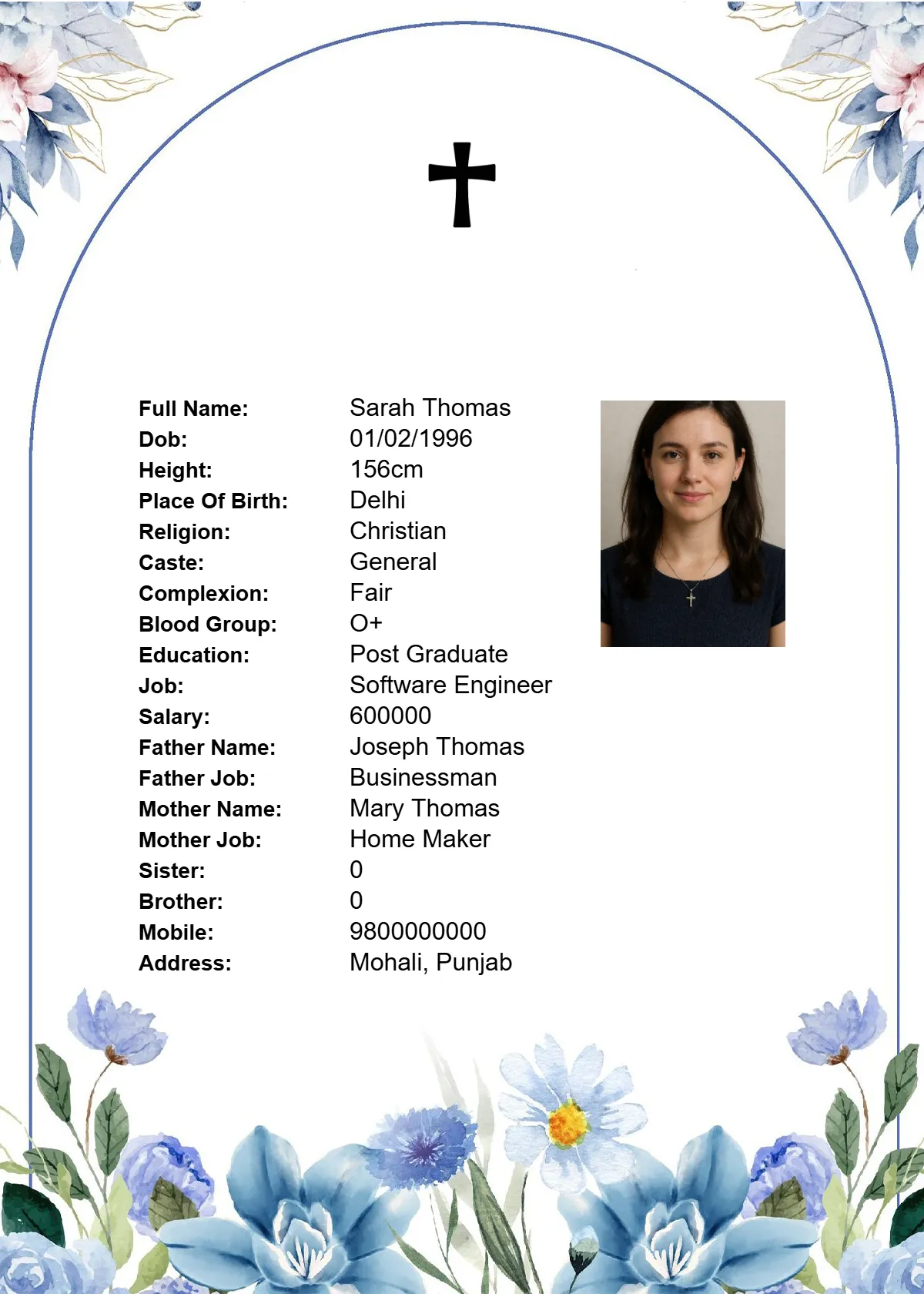 Marriage Biodata Template 12 - Professional Design