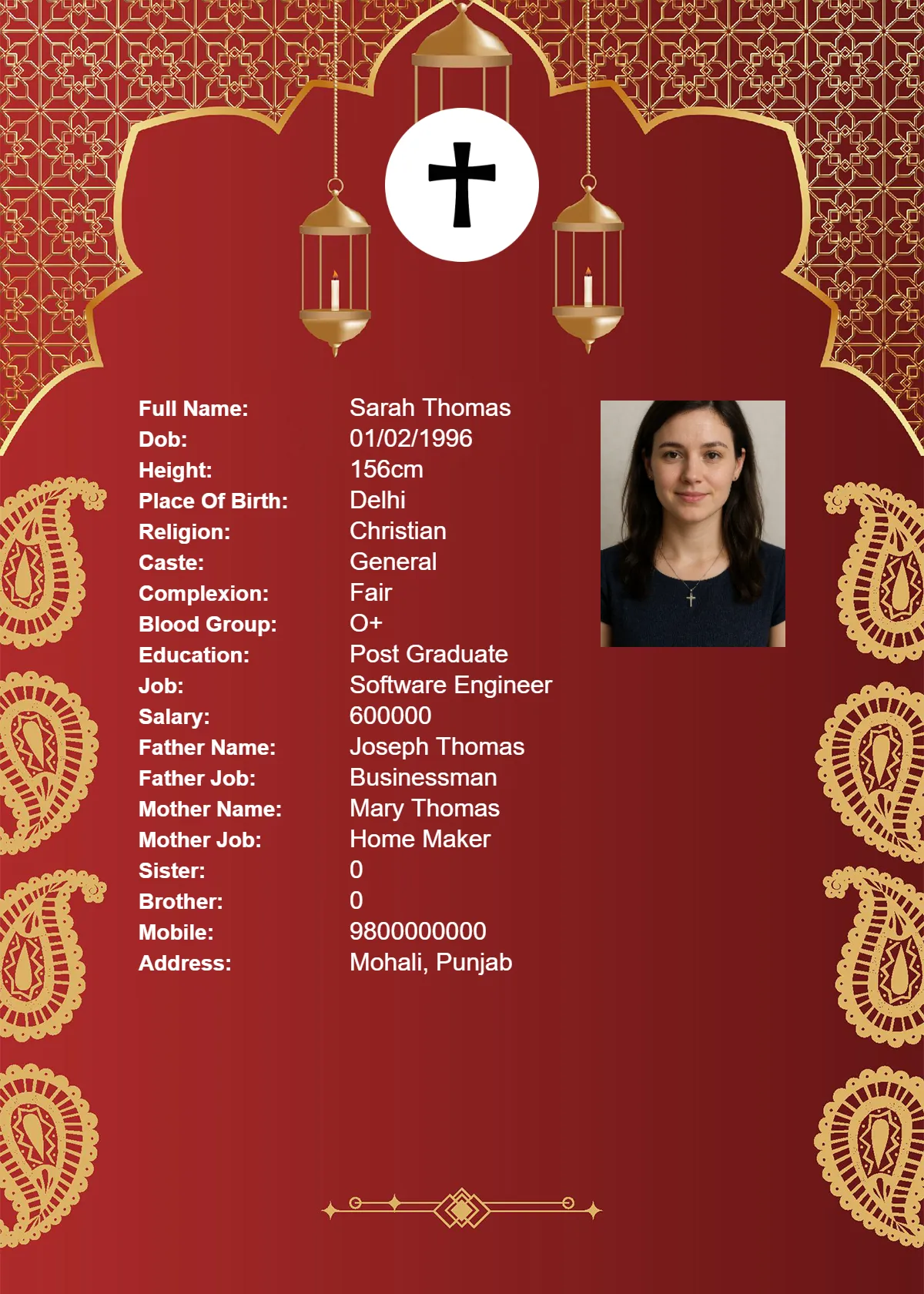 Marriage Biodata Template 13 - Professional Design